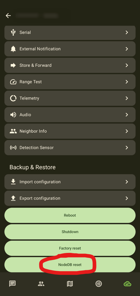 Android: Reset node database